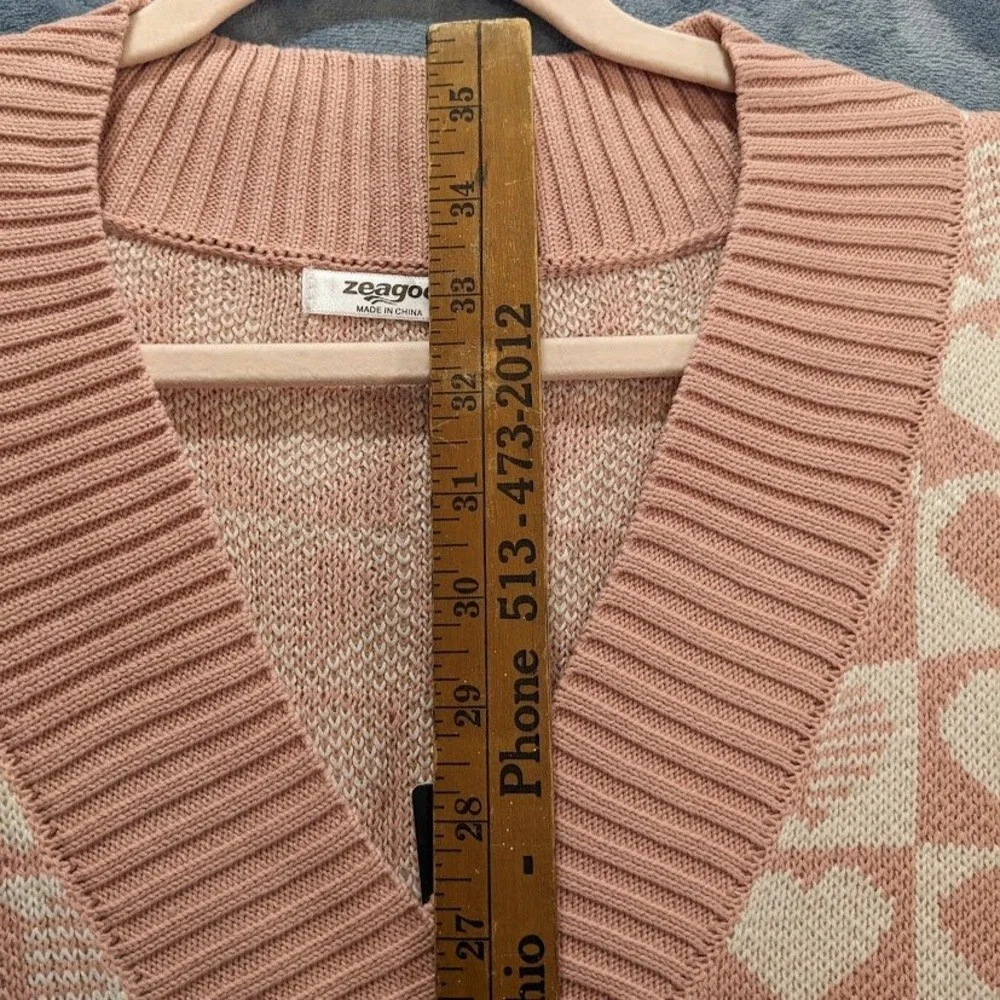 Zeagoo Womens Pink White Heart Checkered Sweater‎ Vest Dress V-Neck Knit 2XL NEW